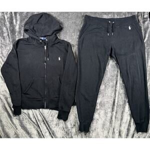 Polo Ralph Lauren Women’s Black Hoodie & Jogger Sweatpants Set Size M Tracksuit
